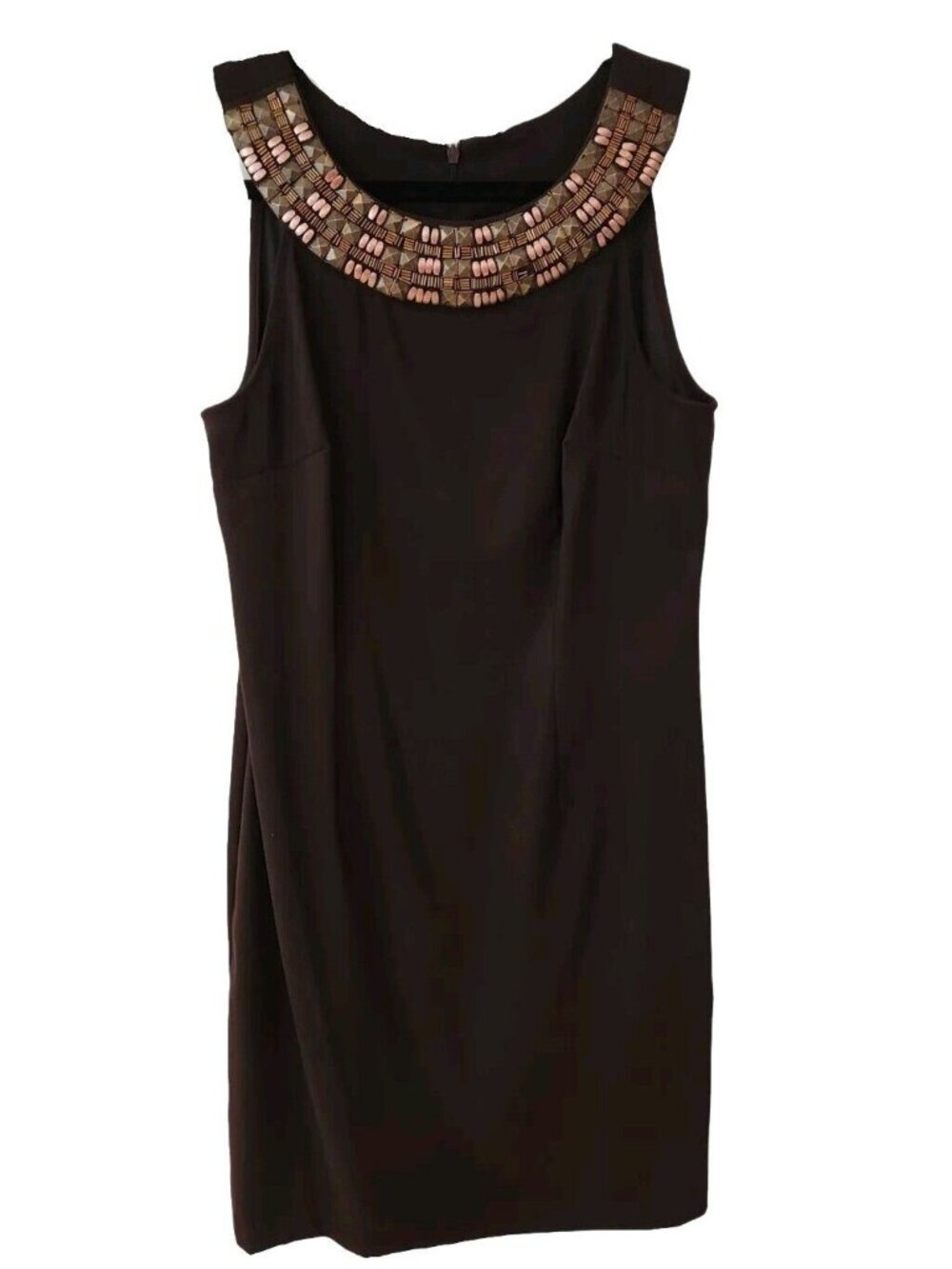 Connected Apparel Sleeveless Sheath Dress Women's 6 Beaded Round Neckline